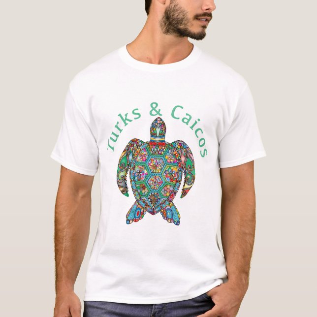 Tur Caicos stammetsköldpadda T Shirt (Framsida)