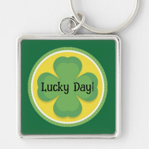 Tur dag! Anpassa Shamrock-nyckelkedja Fyrkantig Silverfärgad Nyckelring