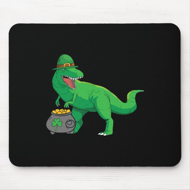 Tur Dino-saur St Patricks Dag Rolig T-rex Irländsk Musmatta (Framsidan)