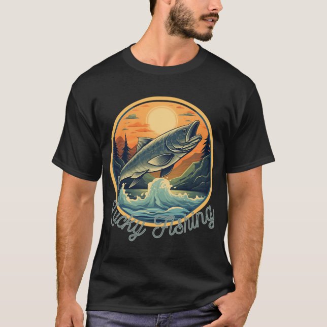 Tur fiske på morgonen t shirt (Framsida)