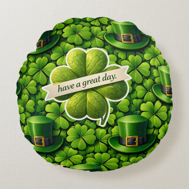 Tur för bladklöver Saint Patrick's Day Patricks Rund Kudde (Framsidan)