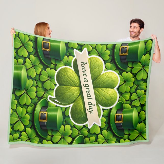 Tur fyrlövare St. Patricks dag Patrick Fleecefilt (På plats)