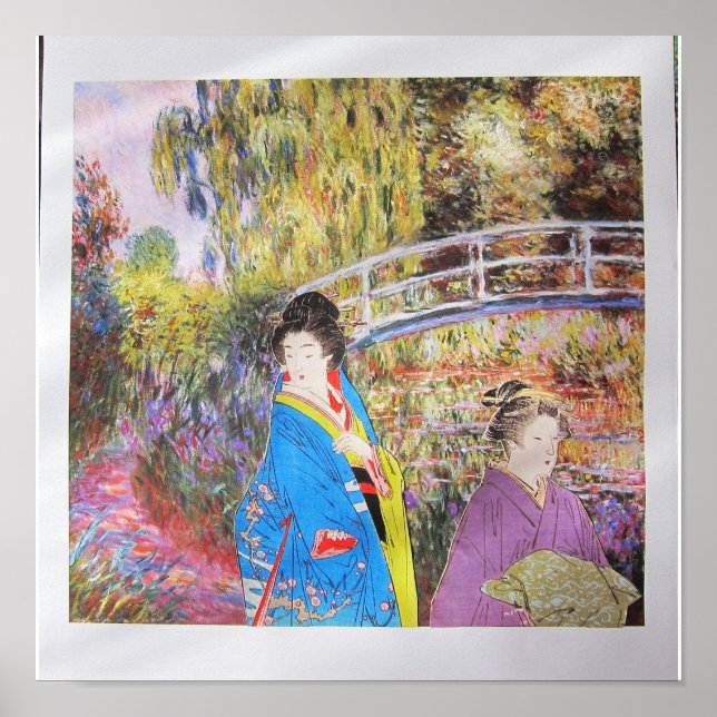 Tur genom Monets trädgård - konstcollage Poster (Framsidan)