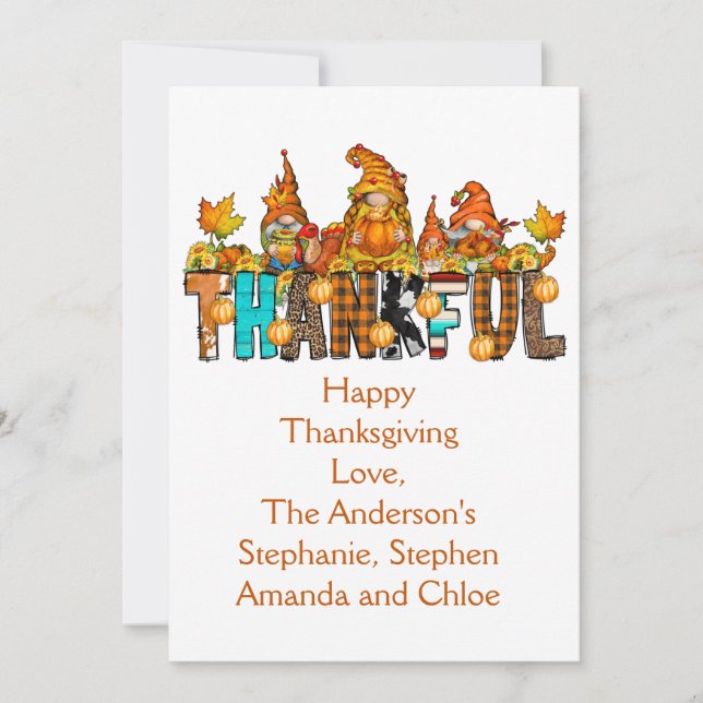 Tur Gnomes-Thanksgiving-kort - kort med fast Helgd (Framsida)