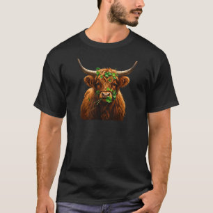 Tur Highland Ko Irish Klöver Grafisk T Shirt