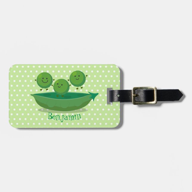 Tur-hoppande ärtor i illustration av tecknad av po bagagebricka (Horisontell Framsida)