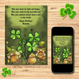 Tur i irländska Leprechaun Gnomes Birthday Kort