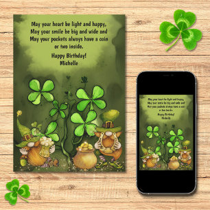 Tur i irländska Leprechaun Gnomes Birthday Kort