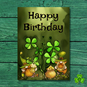 Tur i irländska Leprechaun Gnomes Birthday Kort