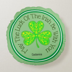Tur i Irländska Neon Shamrock Round Pillow Rund Kudde