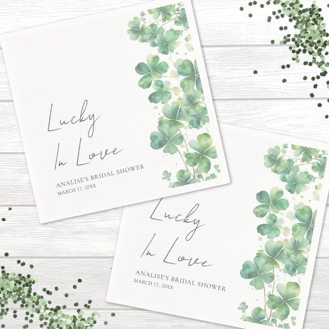 Tur i Kärlek Bröllopsfest för St. Patrick's Day Pappersservett (Lucky In Love St. Patrick's Day Bridal Shower Napkins)