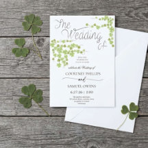 Tur i kärlek grön shamrock bröllopsinbjudan