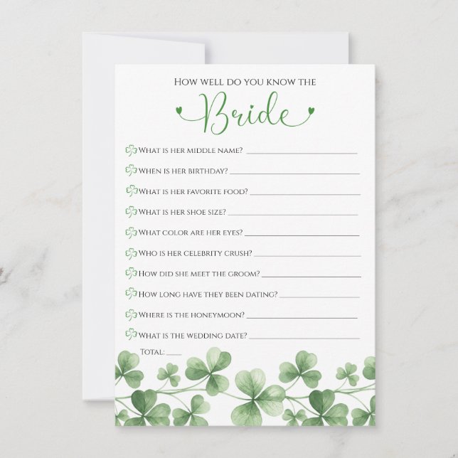 Tur i kärlek Hur väl känner du bruden-leken Inbjudningar (Framsida)