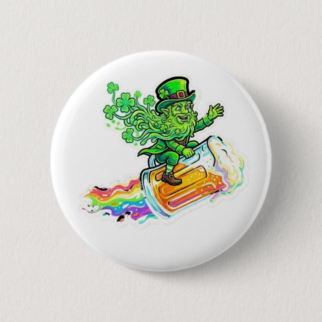 Tur i kärlek Psykedelisk Leprechaun-åkning Knapp (Framsida)