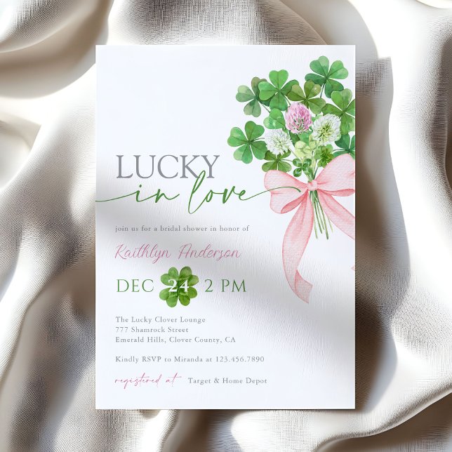 Tur i kärlek Shamrock-klöver Båge Bröllopsdusch Inbjudningar (Skapare uppladdad)