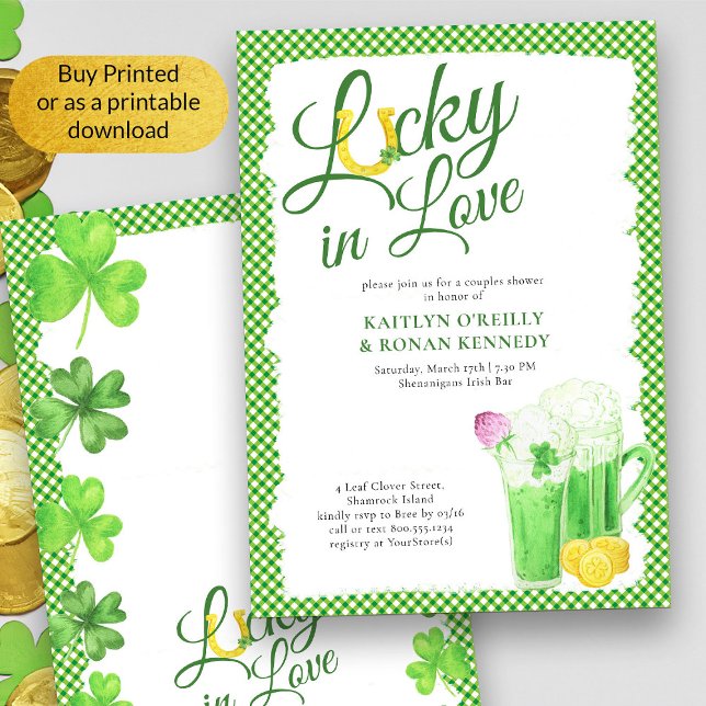 Tur i kärlek St Patricks parbröllopsfest Inbjudningar (Couples Shower St Patricks Theme invitation - available printed or as a printable digital download)
