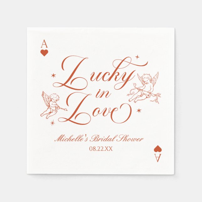 Tur i kärlek Vintage Cupid Bröllopsdusch Pappersservett (Framsidan)