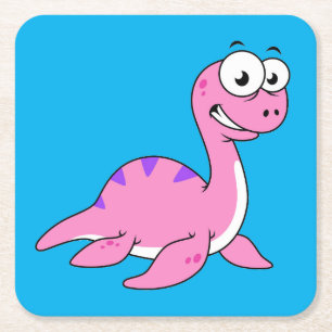 Tur illustration av Loch Ness Monster. Underlägg Papper Kvadrat