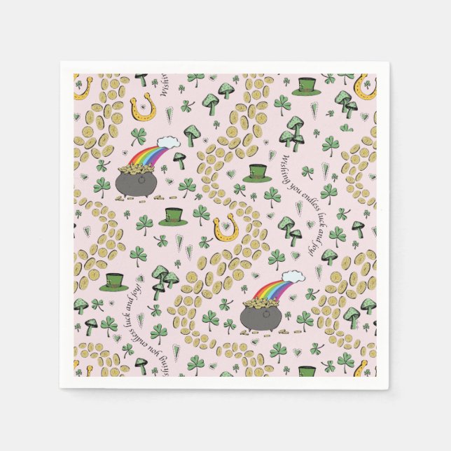 Tur & Joy Mynt & Grönt Shamrocks St patricks day Pappersservett (Framsidan)