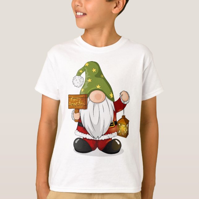 Tur jultomte med Lantern & Wooden-skylt T Shirt (Framsida)