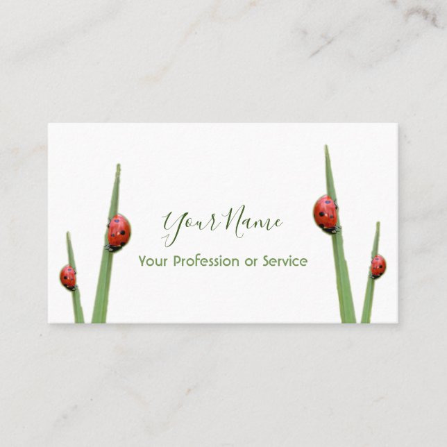 Tur klienter med lyckliga ladybuggar! visitkort (Framsida)