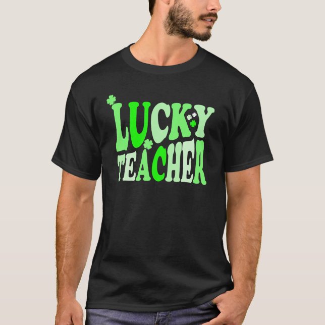 Tur lärare med schamrocks för St patricks day T Shirt (Framsida)