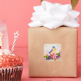 Tur liten fågelfärgdekal fyrkantigt klistermärke