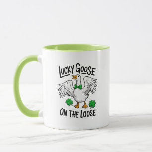 Tur luckiga gås på fri fot Rolig gås Shamrock Mugg