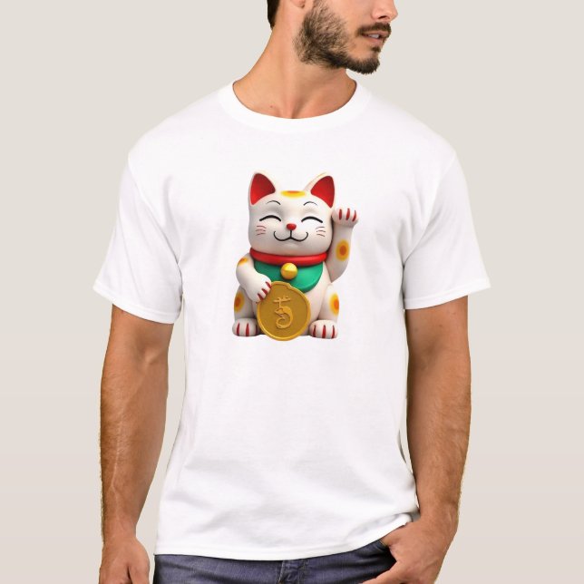 Tur-Lucky Katt T-Shirt | Symbol för Lycka & Framgå (Framsida)