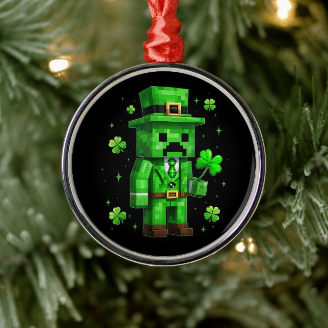 Tur Lucky Leprechaun Roligt St Patrick's Day-datas Julgransprydnad Metall (Träd)
