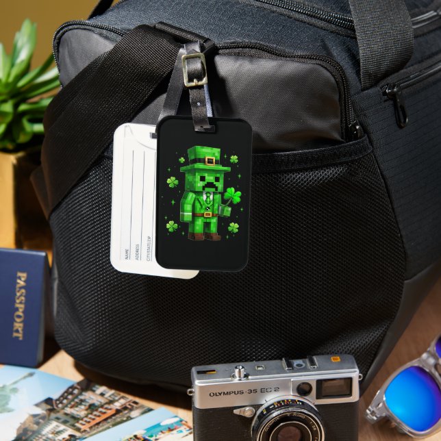 Tur Lucky Leprechaun Roligt St Patrick's Day-dator Bagagebricka (Framsida & Baksida)