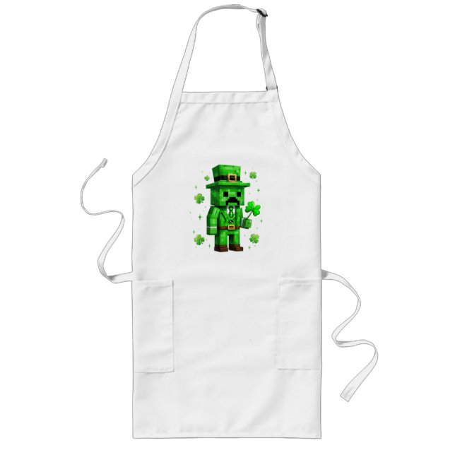 Tur Lucky Leprechaun Roligt St Patrick's Day-dator Långt Förkläde (Framsidan)