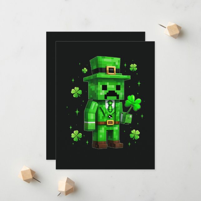 Tur Lucky Leprechaun Roligt St Patrick's Day-dator Meddelande (Fram/Back In Situ)