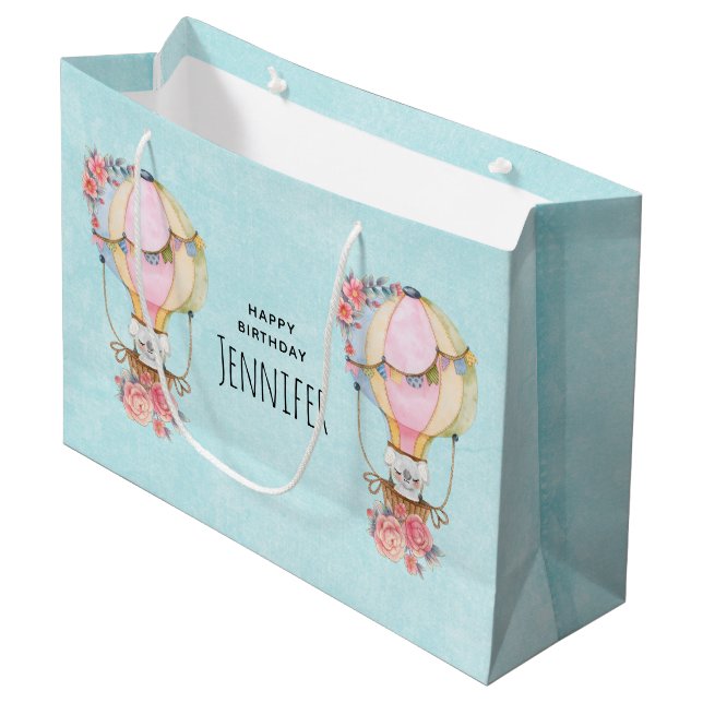 Tur Luftballong med björnvattenfärg födelsedag (Framsidan Vinklad)