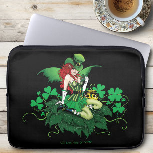 Tur Lycklig Irländsk Grön Älv Röd Hår Shamrock Laptop Fodral