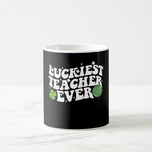 Tur lyckligaste läraren någonsin Disco boll Shamro Kaffemugg (Center)