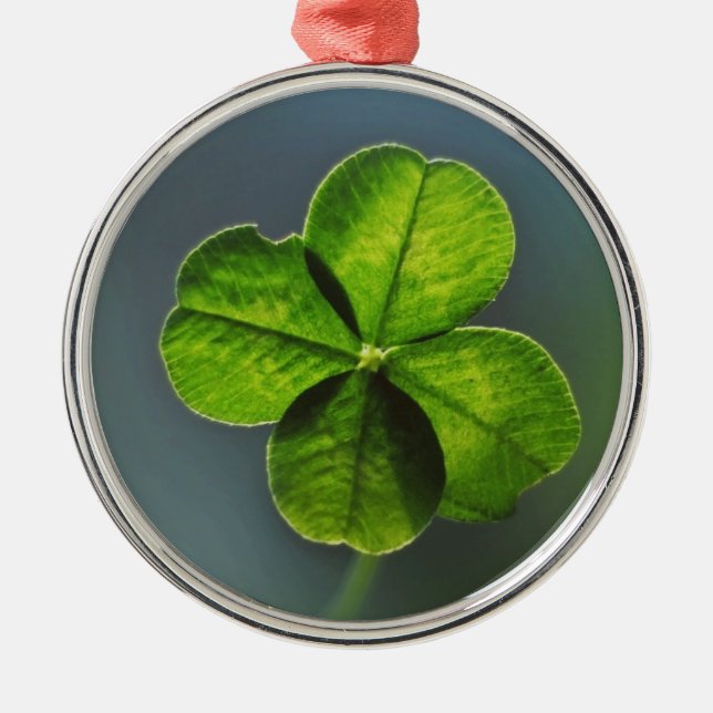 Tur Lyckoamulett Grön Fyrklöver Julgransprydnad Metall (Framsidan)