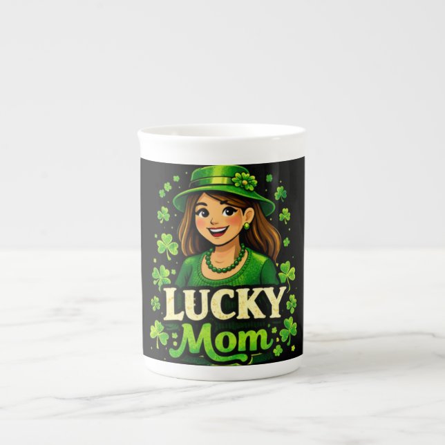 Tur mam - St. Patricks klöverdesign Benporslin Mugg (Framsidan)