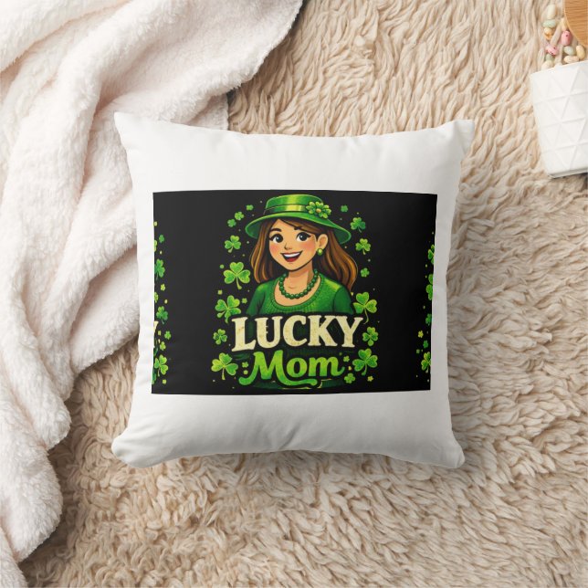 Tur mamma – St. Patrick's Day-klöverdesign Kudde (Filt)