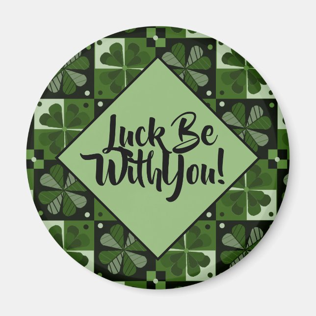 Tur med dig Shamrock Checkerboard Mönster Magnet (Framsidan)