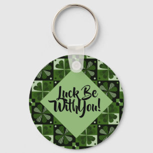 Tur med dig Shamrock Checkerboard Mönster Nyckelring