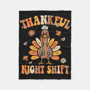 Tur Night Shift Nurse Groovy Thanksgiving Tur Fleecefilt