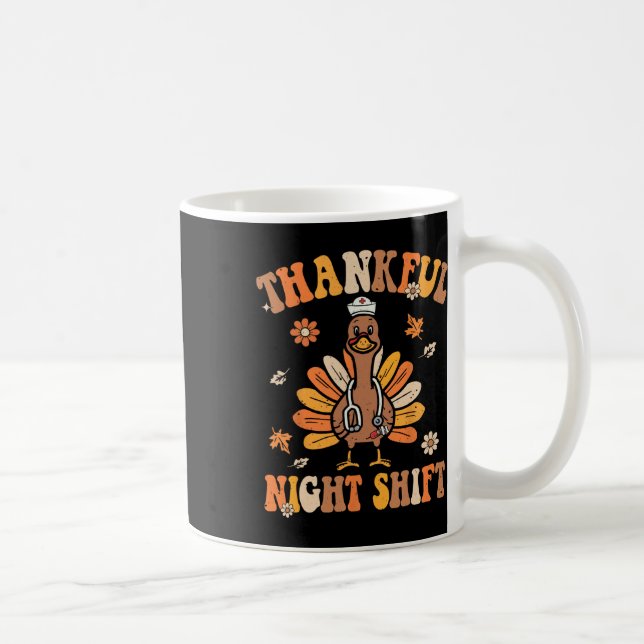 Tur Night Shift Nurse Groovy Thanksgiving Tur Kaffemugg (Höger)