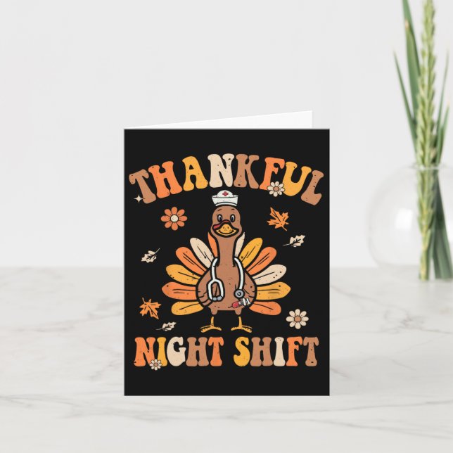Tur Night Shift Nurse Groovy Thanksgiving Tur Kort (Framsida)