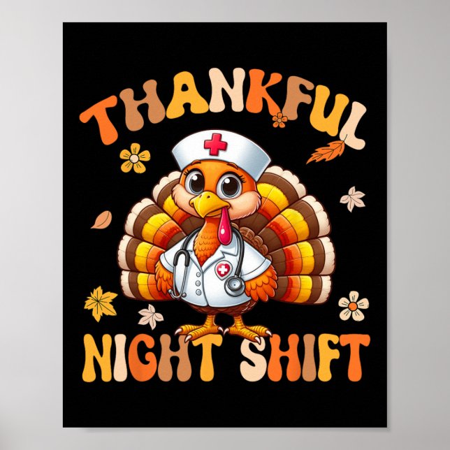 Tur Night Shift Nurse Groovy Thanksgiving Tur Poster (Framsidan)