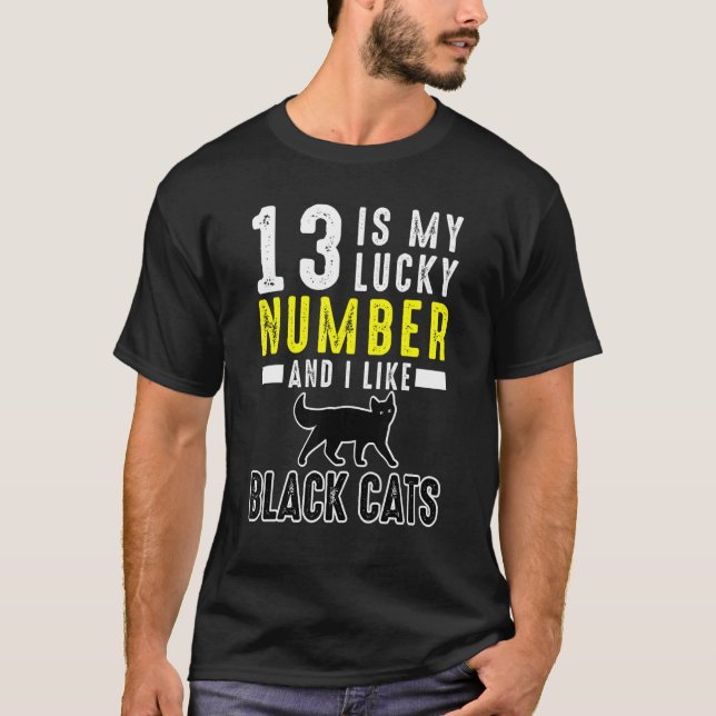 Tur nummer 13 Tur Svara Katter T Shirt (Framsida)