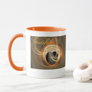 Tur och tacksam text Fractal Heart-design Mugg