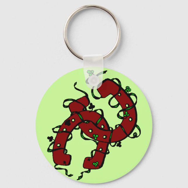 Tur O'Irish Horseshoes & Shamrock Nyckelring (Framsida)