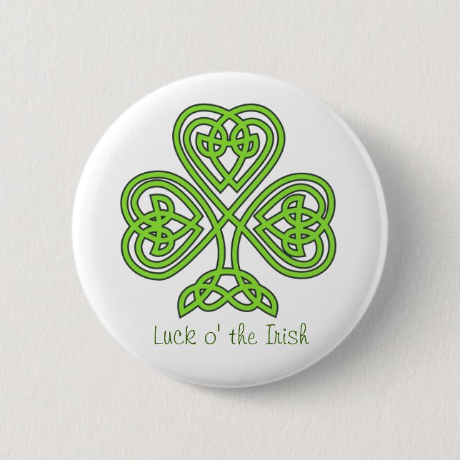 Tur O'iriska keltiska Shamrock Button Knapp (Framsida)