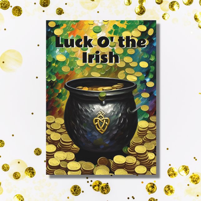Tur O'the Irish St. Patrick's Day Pot of Guld Kort (Skapare uppladdad)